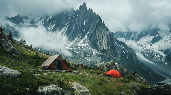 Quelles sont les techniques pour monter un campement en milieu montagneux avec des risques de glissements de terrain?